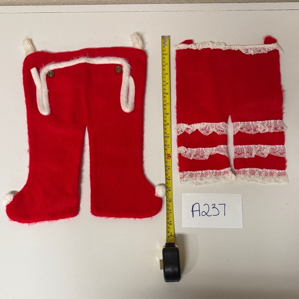 Vtg Santa Pants Wall Decor & Mrs. Claus Stocking